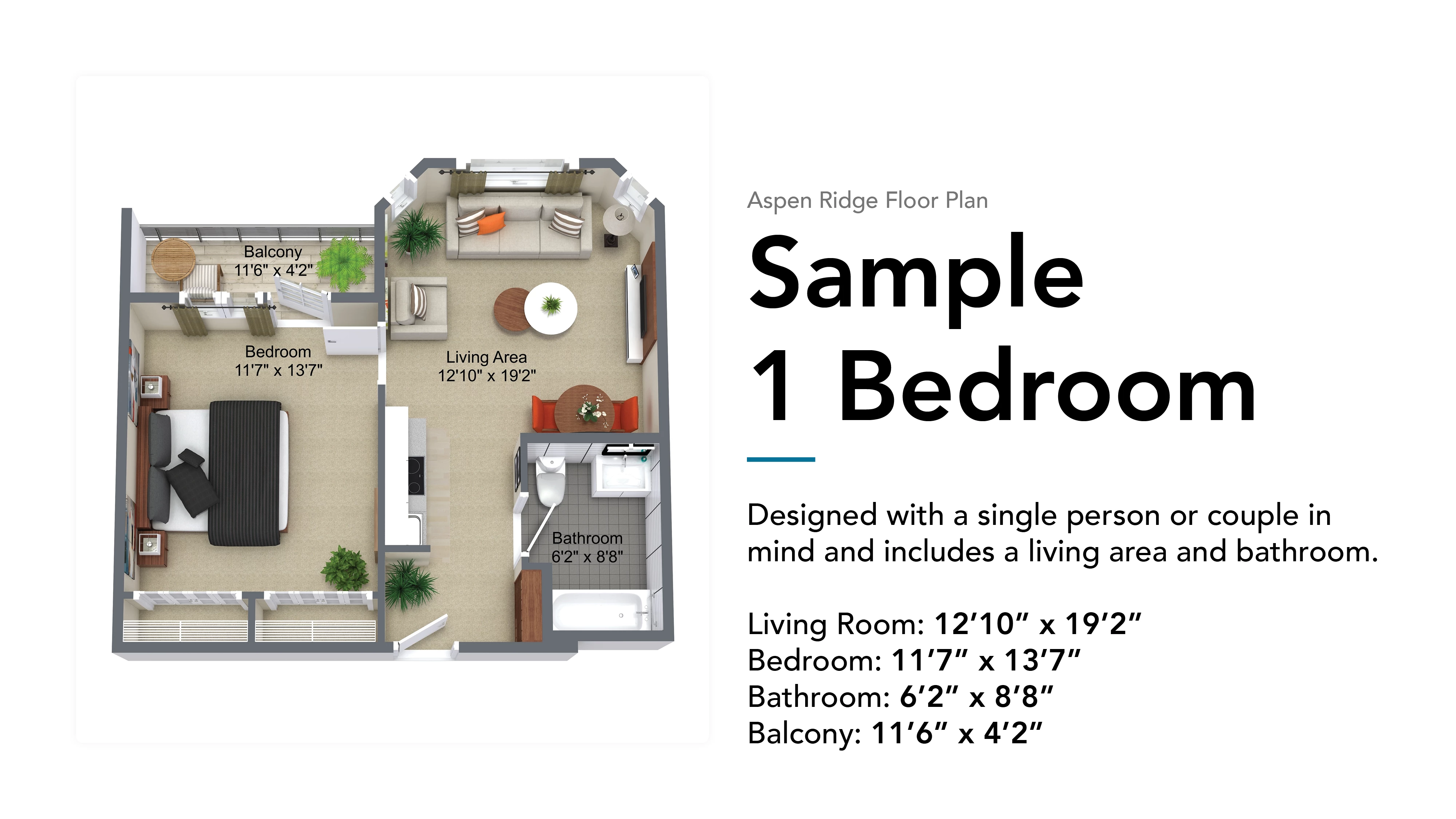 aspen ridge sample 1 bedroom floor plan